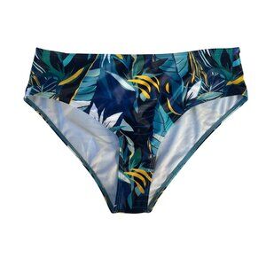 Jolkichay Bikini Bottoms Womens Medium Blue Tropical Print Summer Pool